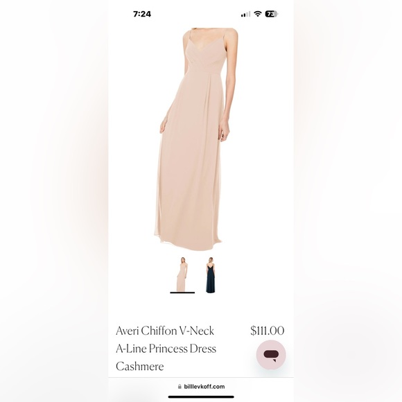 Bill Levkoff bridesmaid dress in cashmere chiffon - Picture 2 of 6